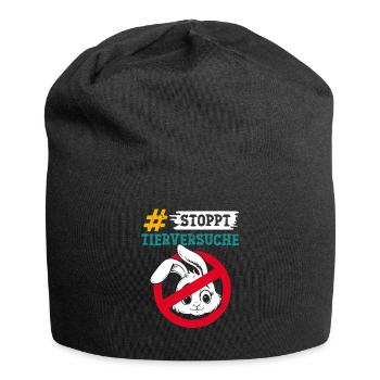 Tierschutz STOPPT TIERVERSUCHE GEGEN VERSUCHE - Jersey-Beanie - Schwarz - Vorne