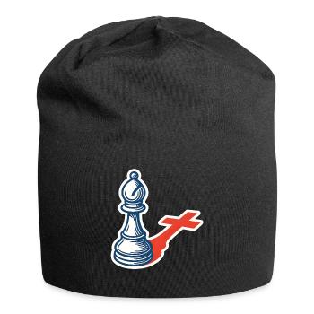 Chess Player Funny Bishop Shadow Design - Jersey Beanie - black - Front