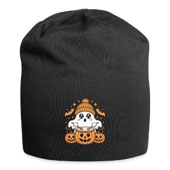Fantôme mignon avec tambour citrouille - Bonnet en jersey - noir - Devant
