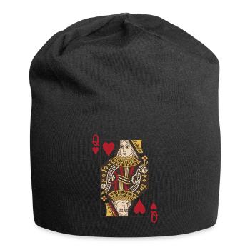 Cards Heart Queen Skat Poker Doppelkopf - Jersey Beanie - black - Front