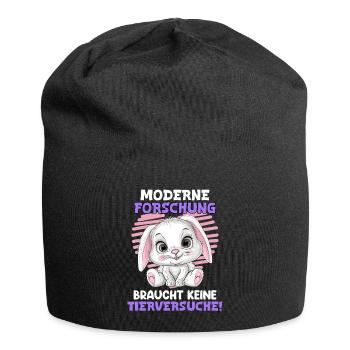 Tierschutz MODERNE FORSCHUNG BRAUCHT KEINE - Jersey-Beanie - Schwarz - Vorne