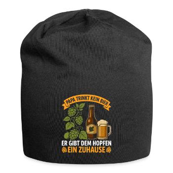 Bierfan PAPA TRINKT KEIN BIER ER GIBT DEM HOPFEN - Jersey-Beanie - Schwarz - Vorne