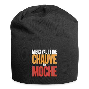 Mieux vaut être chauve Humour chauve Cadeau drole - Bonnet en jersey - noir - Devant