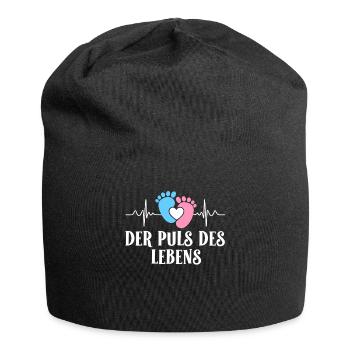 Werdende Mutter DER PULS DES LEBENS Lustig - Jersey-Beanie - Schwarz - Vorne