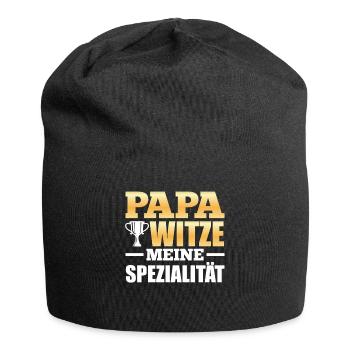 Zukünftiger Vater PAPA WITZE MEINE SPEZIALITÄT - Jersey-Beanie - Schwarz - Vorne