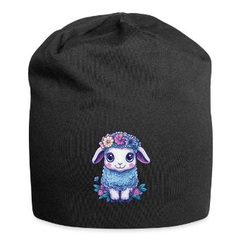 Sheep with flowers - Jersey Beanie - black - Front
