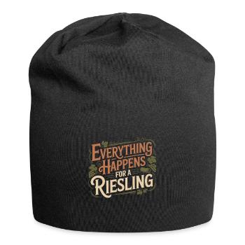 Wein Weintrinker Everything Happens For A Riesling - Jersey-Beanie - Schwarz - Vorne