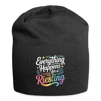 Wein Weintrinker Everything Happens For A Riesling - Jersey-Beanie - Schwarz - Vorne