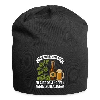 Bierfan PAPA TRINKT KEIN BIER ER GIBT DEM HOPFEN - Jersey-Beanie - Schwarz - Vorne