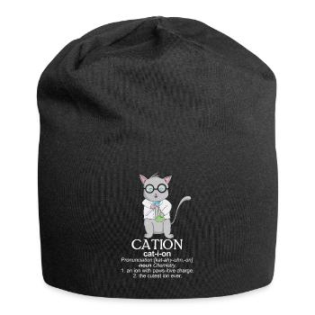 Verspieltes akademisches Katzen-T-Shirt - Jersey-Beanie - Schwarz - Vorne