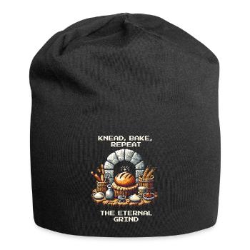 Kneten, Backen, Repeat | Brot backen Humor - Jersey-Beanie - Schwarz - Vorne