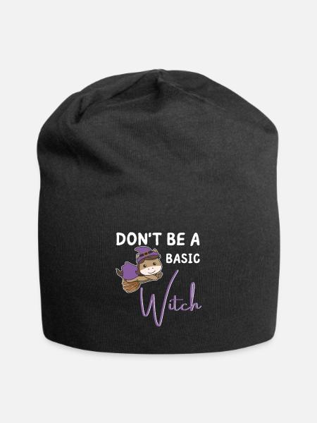 Pferd Halloween Hexe Hexen don't be a basic witch - Jersey-Beanie - Schwarz