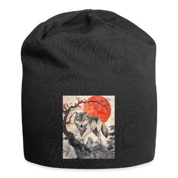 Wolf Japan Mount Fuji Yama Japan Temple Shrine - Jersey Beanie - black - Front