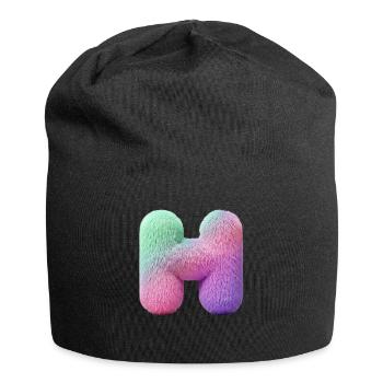 Lettre H en aspect fourrure pastel et dégradé de couleurs - Bonnet en jersey - noir - Devant