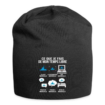 Ce que je fais de mon temps libre – Marseille - Bonnet en jersey - noir - Devant