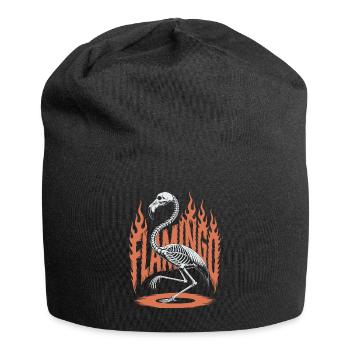Flamingo Flammen Skelett Halloween - Jersey-Beanie - Schwarz - Vorne
