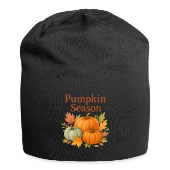  Pumpkin Season – Herbstliche Kürbisse - Jersey-Beanie - Schwarz - Vorne