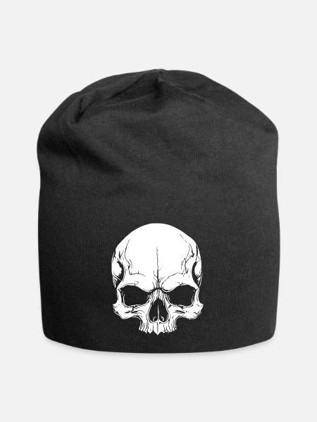 Cooles Schädel-Design - Jersey-Beanie - Schwarz