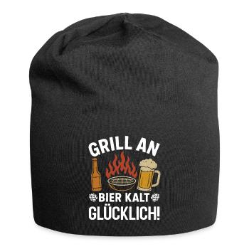 Beer fan GRILL ON BEER COLD HAPPY Funny - Jersey Beanie - black - Front