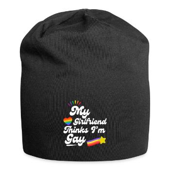 Regenbogen Pride Herz Andenken Design - Jersey-Beanie - Schwarz - Vorne