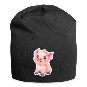 Schwein Ferkel - Jersey-Beanie - Schwarz - Vorne