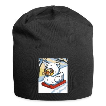Winterschneemobil mit Sprechende Ente Bärenkostüm - Jersey-Beanie - Schwarz - Vorne