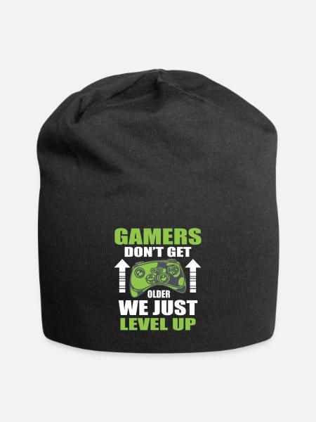Gamer Level Up Motivational Design - Jersey Beanie - black