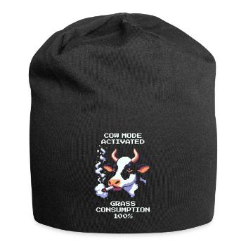 Cow Mode: Grass 100% | Cow & Stoner Humor - Jersey Beanie - black - Front