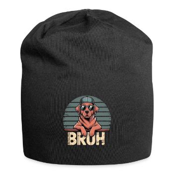 Casual Labrador with sunglasses and cap - Jersey Beanie - black - Front