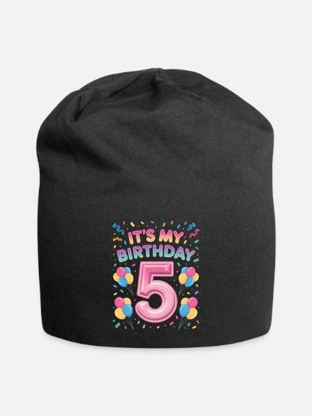 5 Jahre Mädchen It’s My Birthday Kinder Geburtstag - Jersey-Beanie - Schwarz