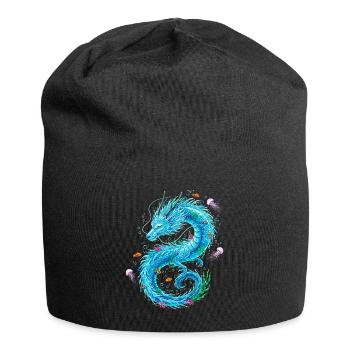 Wasserdrache mit Meeresbewohnern - Jersey-Beanie - Schwarz - Vorne