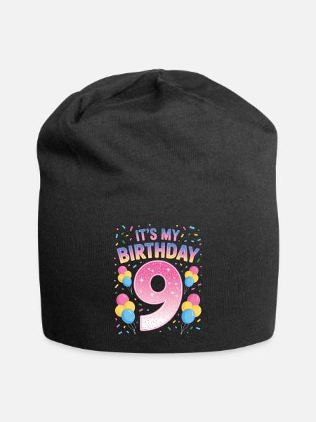 9 Jahre Mädchen It’s My Birthday Kinder Geburtstag - Jersey-Beanie - Schwarz