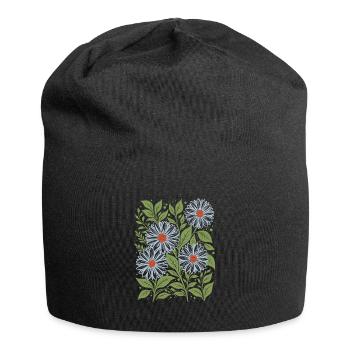 Daisies in Sky Blue Floral - Jersey Beanie - black - Front