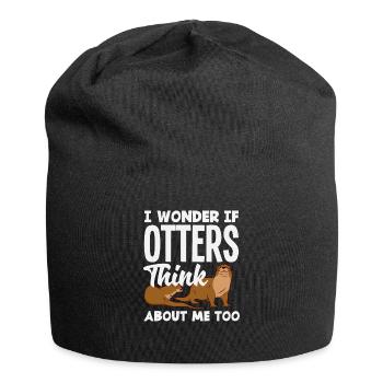 Seeotter Cartoon Denk An Mich - Jersey-Beanie - Schwarz - Vorne