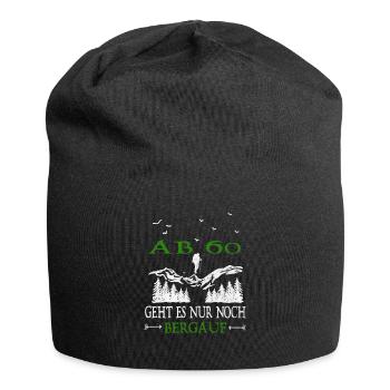 From 60 it's all uphill Birthday - Jersey Beanie - black - Front