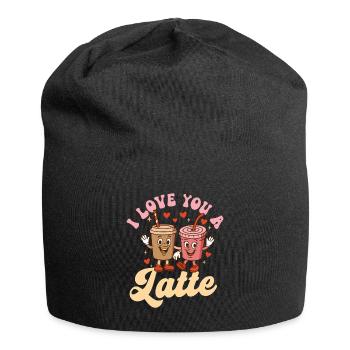 I Love You A Latte Cute Coffee Wortspiel - Jersey-Beanie - Schwarz - Vorne