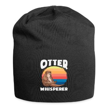 Seeotter Cartoon Retro Flüsterer - Jersey-Beanie - Schwarz - Vorne