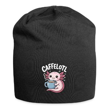 Caffelotl Axolotl Mit Kaffee Koffein Humor - Jersey-Beanie - Schwarz - Vorne