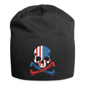 American Flag Skull Shirt - Jersey Beanie - black - Front