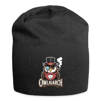Hibou avec chapeau haut de forme et monocle – Owligarch - Bonnet en jersey - noir - Devant