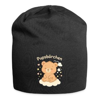 Pupsbärchen auf Wolke - Jersey-Beanie - Schwarz - Vorne