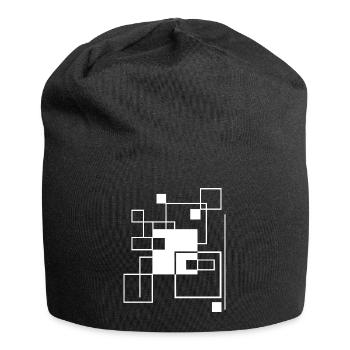 Geometrische Gitterlinie Mosaik-Komposition - Jersey-Beanie - Schwarz - Vorne