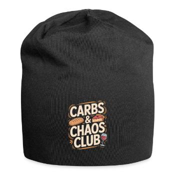 Carbs Und Chaos Club Brot Kuchen Wein - Jersey-Beanie - Schwarz - Vorne