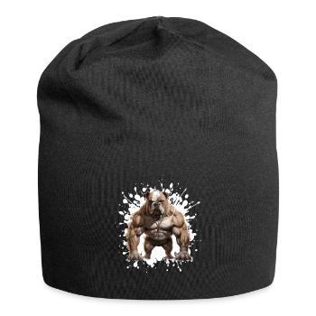 Bulldog Dog Muscles Bodybuilding - Jersey Beanie - black - Front