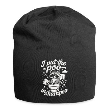I Put The Poo In Shampoo Funny Raccoon Humor - Jersey Beanie - black - Front