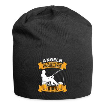 Fishing and Beer: Problem Solving, Angler Saying - Jersey Beanie - black - Front