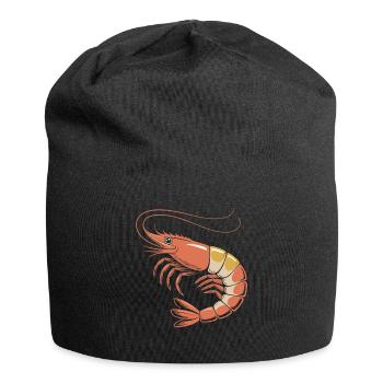 Retro Shrimp Illustration in Orange - Jersey Beanie - black - Front