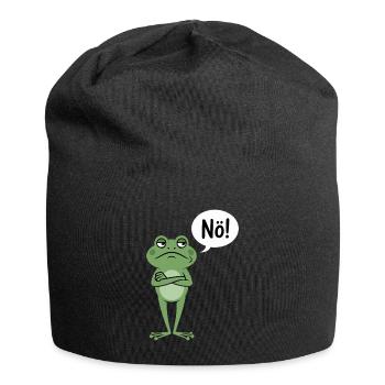 Skeptical frog with nope saying - Jersey Beanie - black - Front