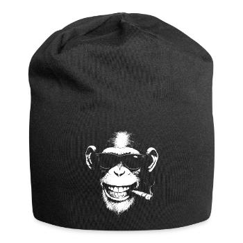 Lächelnder Affe mit Sonnenbrille und Zigarre - Jersey-Beanie - Schwarz - Vorne