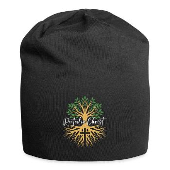 Enraciné en Christ – Tree & Cross Faith - Bonnet en jersey - noir - Devant